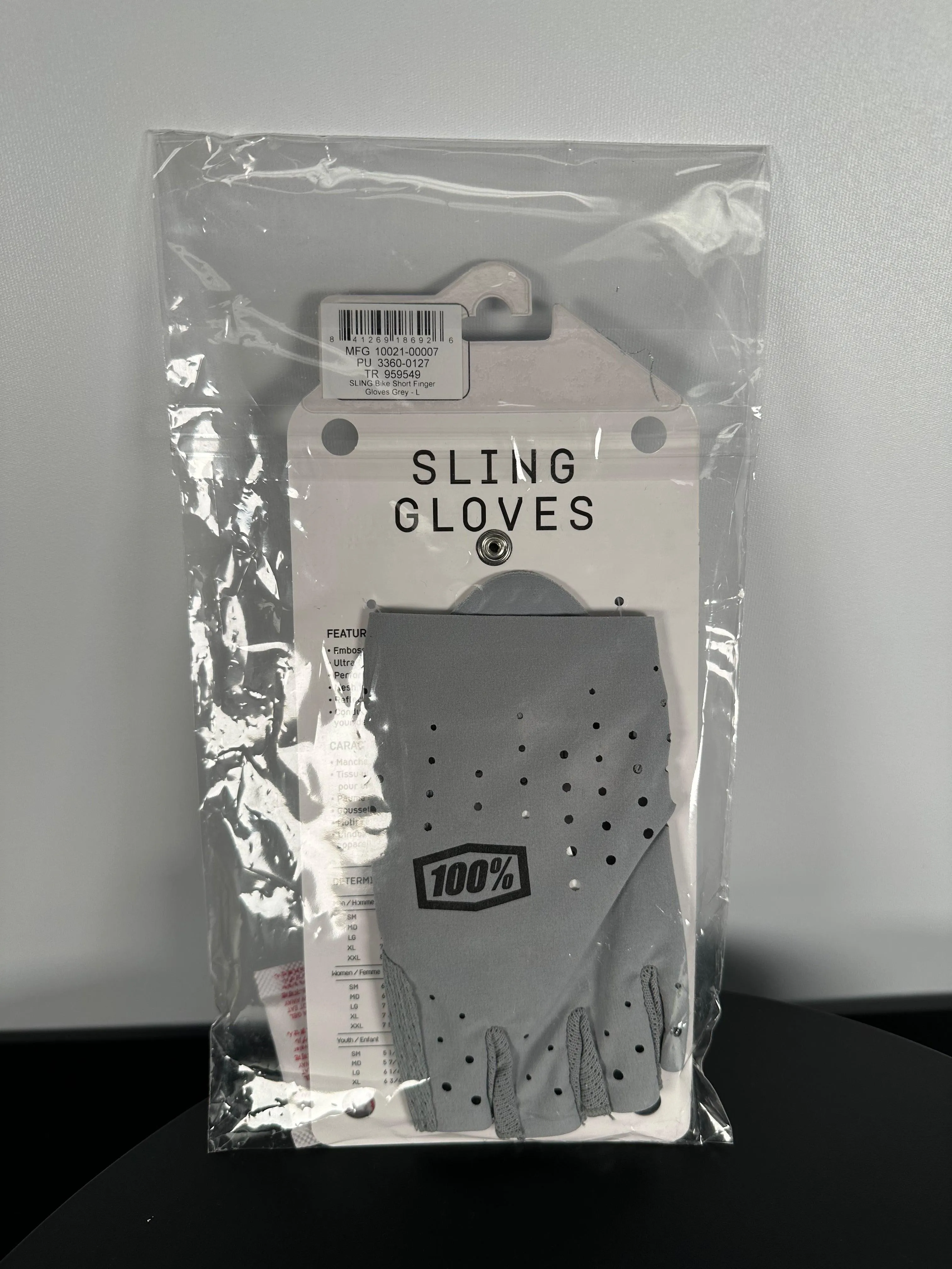 100% Sling Short Finger Gloves - Gray