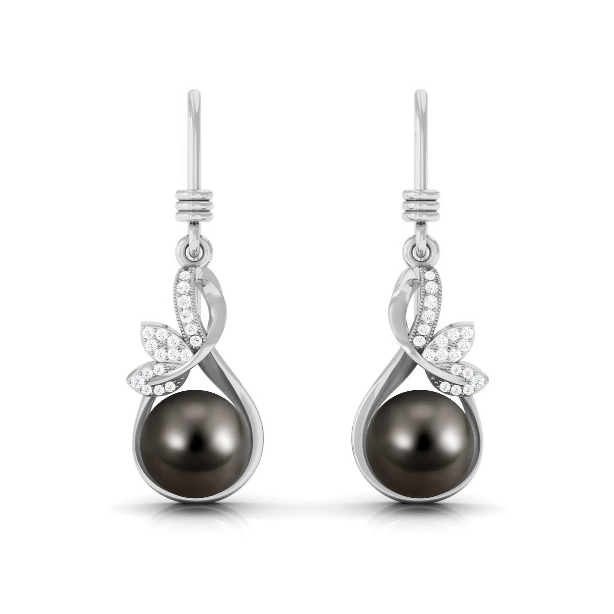 16.25 CT Designer Tahitian Pearl Drop Earrings with Diamond