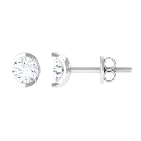 3/4 CT Round Moissanite Solitaire Stud Earrings in Gold