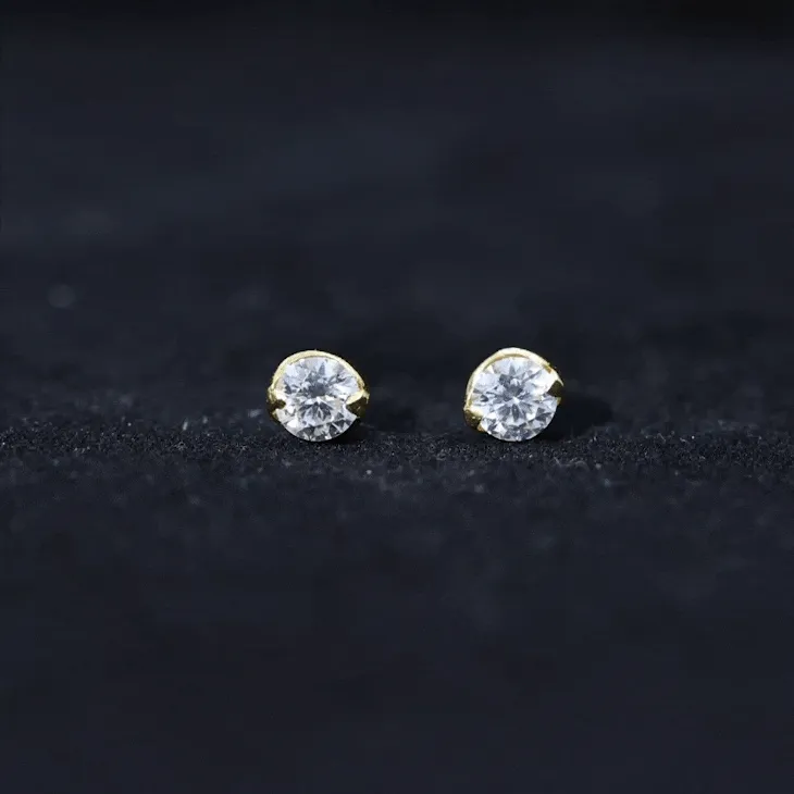 3/4 CT Round Moissanite Solitaire Stud Earrings in Gold