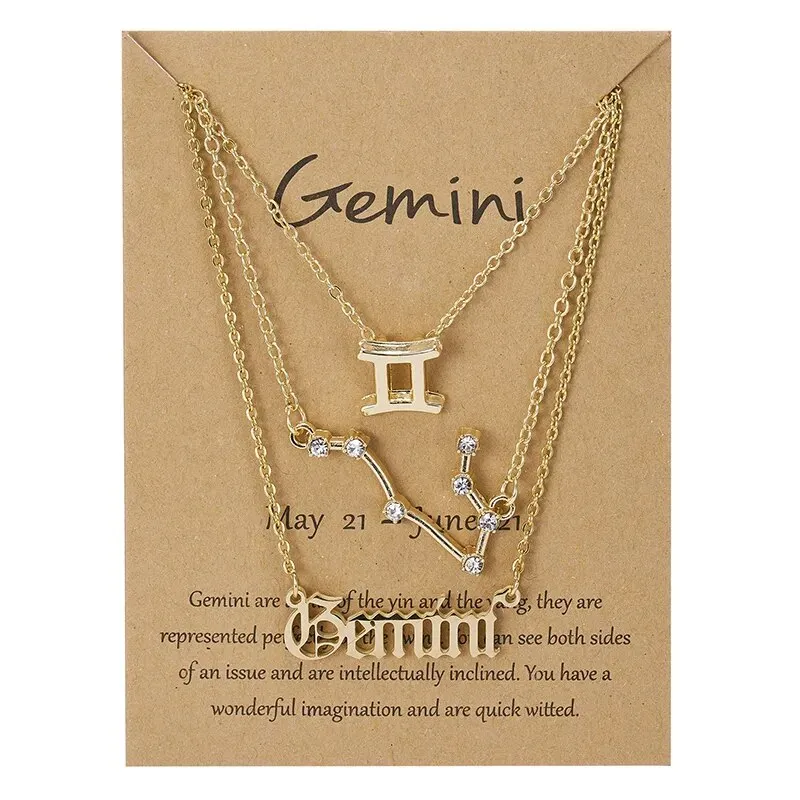 3Pcs/set 12 Zodiac Sign Necklace Women*