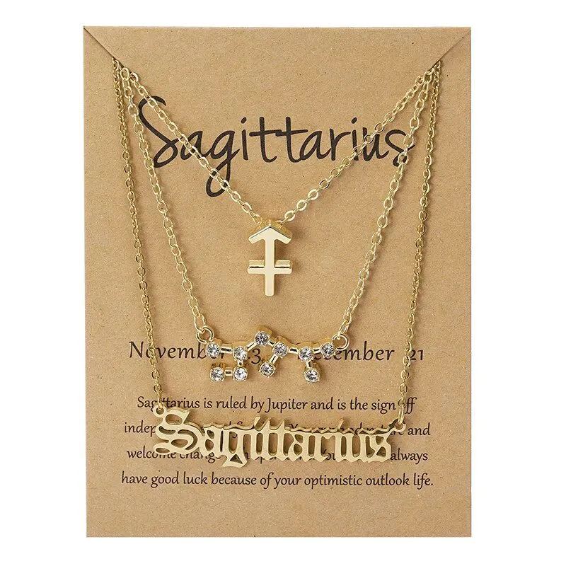 3Pcs/set 12 Zodiac Sign Necklace Women*