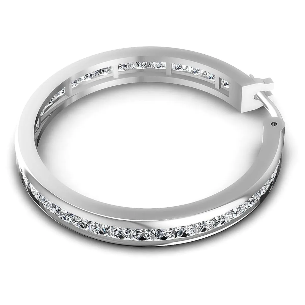 7.10 CT Princess Cut Diamonds - Hoop &  Drop Earrings