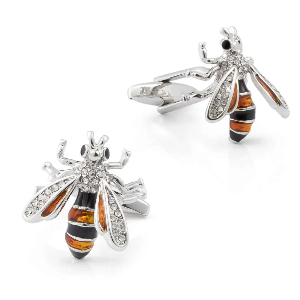 Bee-shaped Diamond French Swank Cufflinks