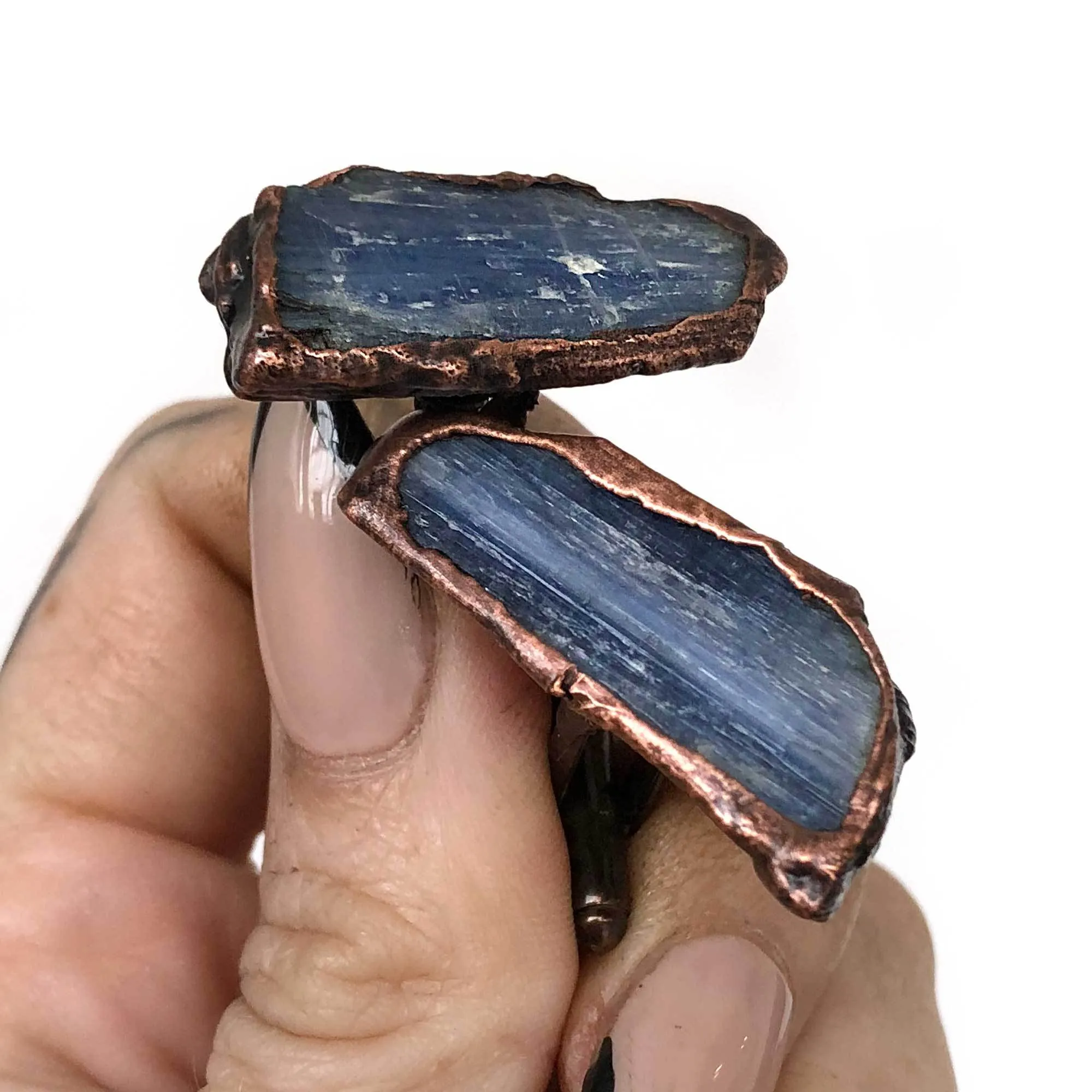 Blue Kyanite Electroformed Cufflinks, raw stone cuff links