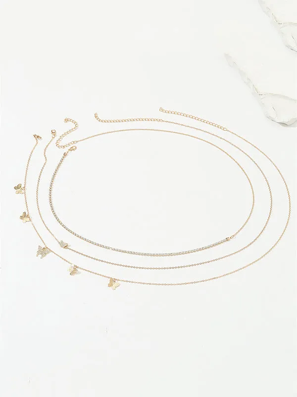 Butterfly Shape Chains Triple Layered Waist Chain Accessories