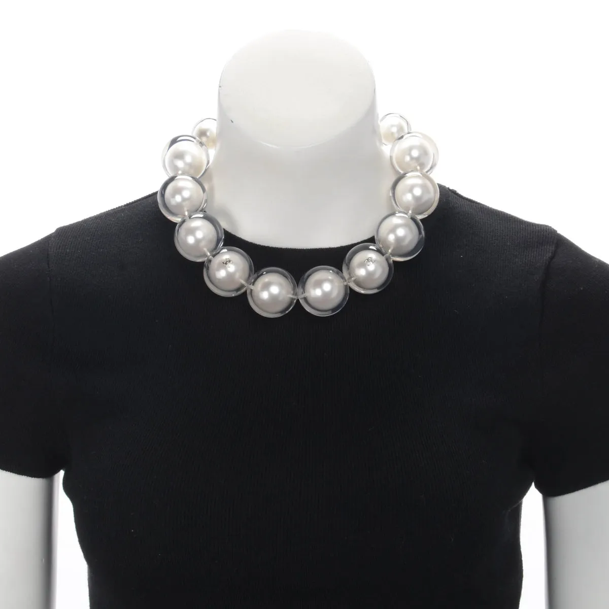 Chanel Resin Coated Faux Pearl Choker Necklace