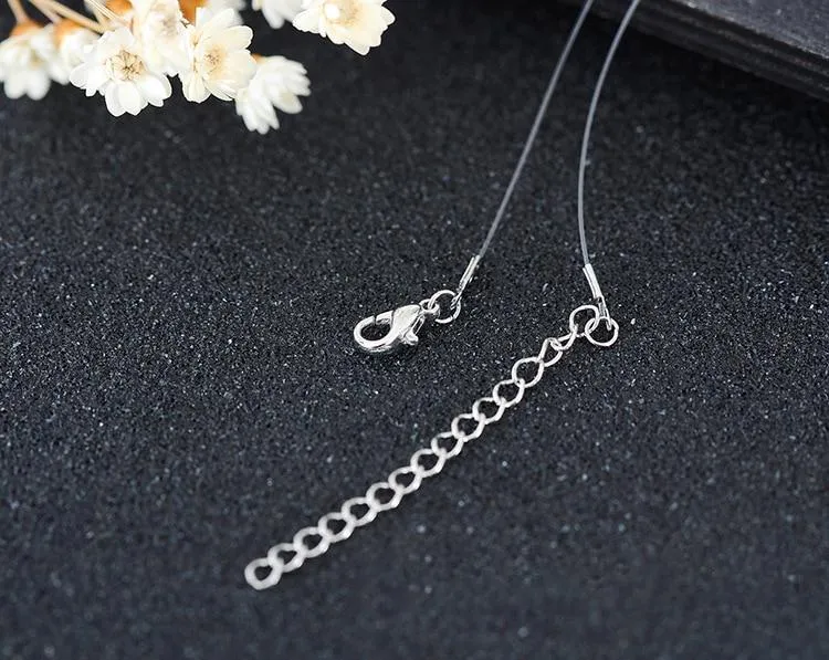 Choker Invisible Fish Line Crystal Necklace Pendants Women Collar