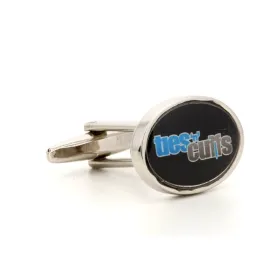 Corporate Printed Oval Logo Silver Cufflinks