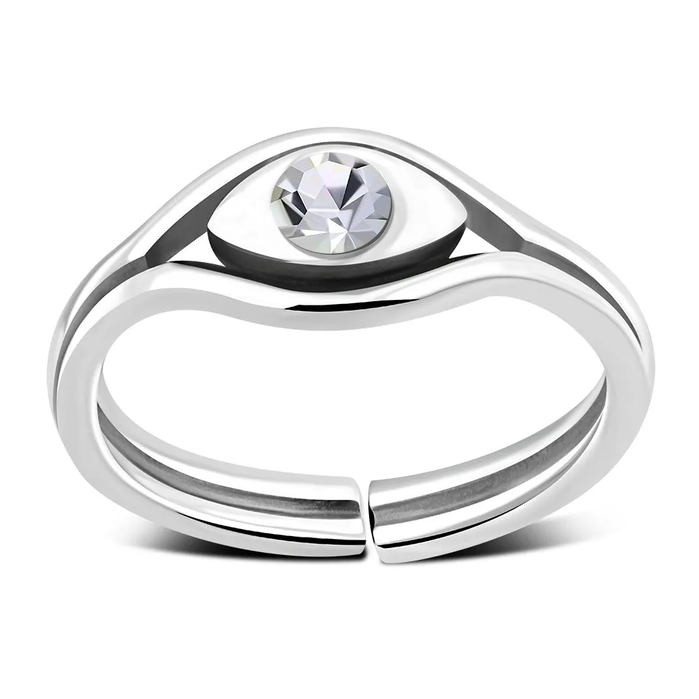 Cubic Zirconia Evil Eye Sterling Silver Toe Ring