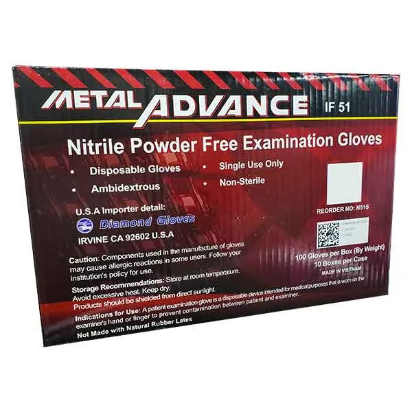 Diamond Gloves®, Metal Advance Black Nitrile Gloves, Medium (Case)