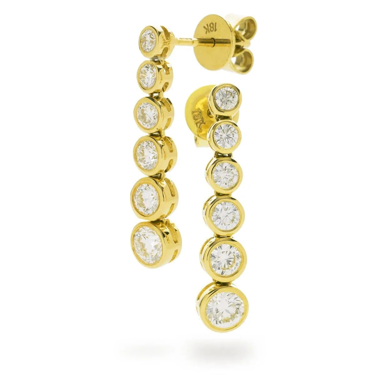 DIAMOND IN RUB OVER SETTING DOP EARRINGS IN 18K YELLOW GOLD