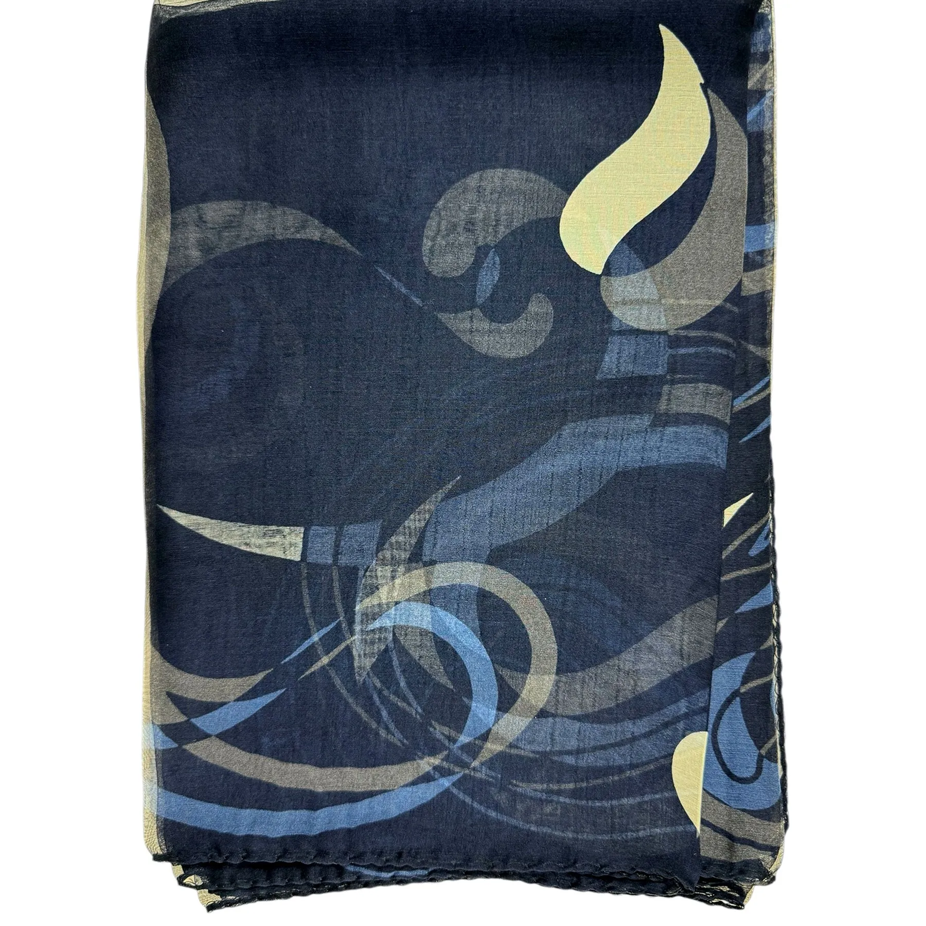 Emporio Armani Scarf Midnight Blue Design - Lightweight Silk Shawl FINAL SALE