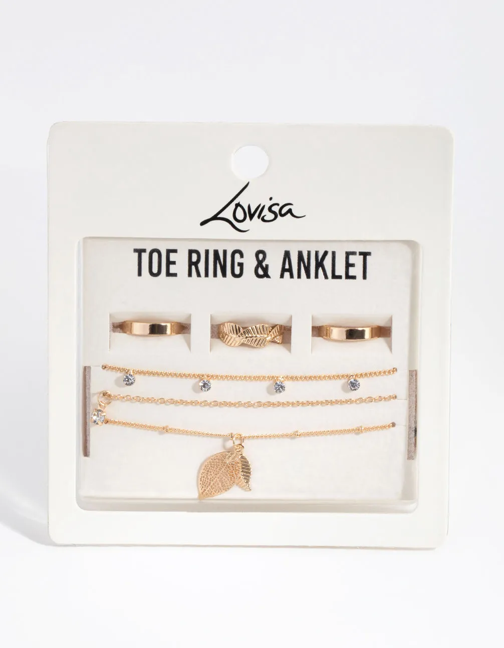 Gold Leaf Anklet & Toe Ring 6-Pack Set