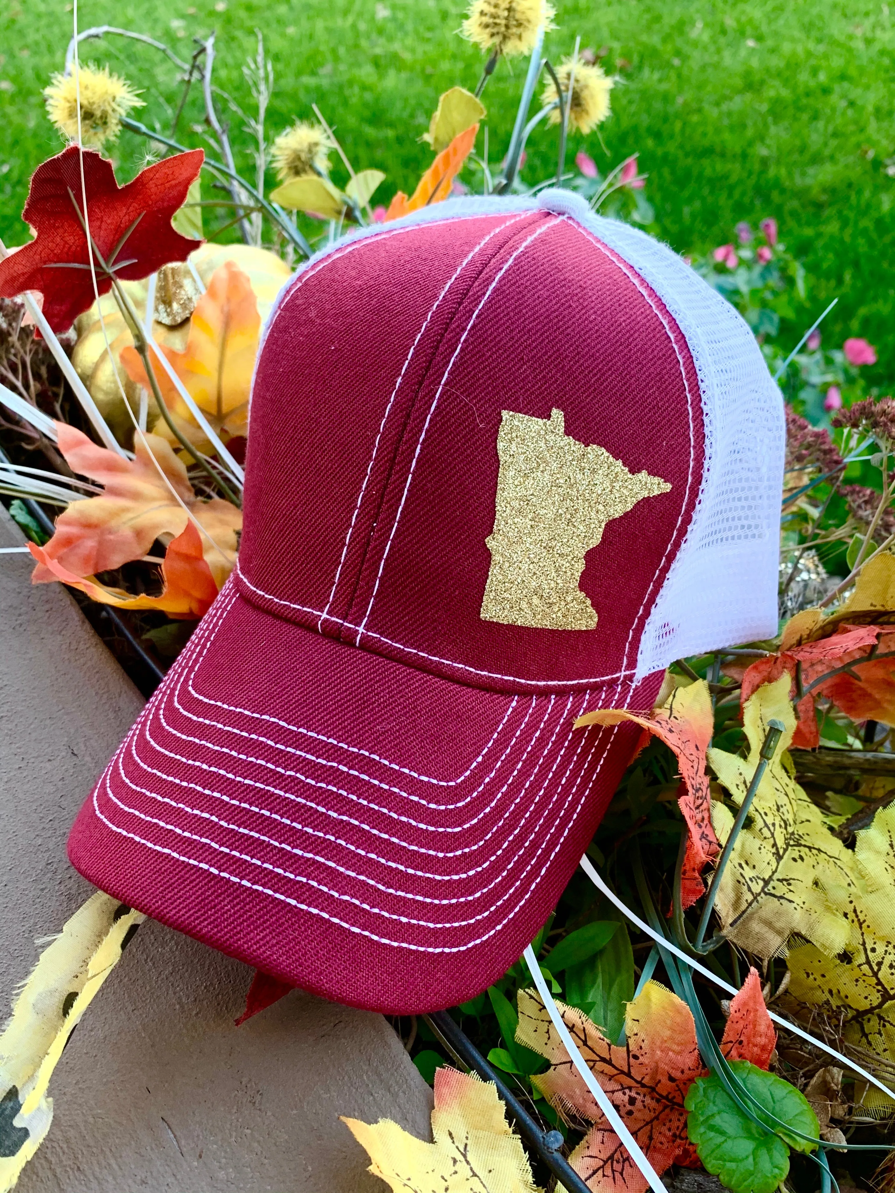 Hats { Minnesota Vikings } purple and gold. Minnesota Gophers. Maroon and gold. Twins. Red and blue. Trucker hats. Adjustable. Any states available. Handmade.