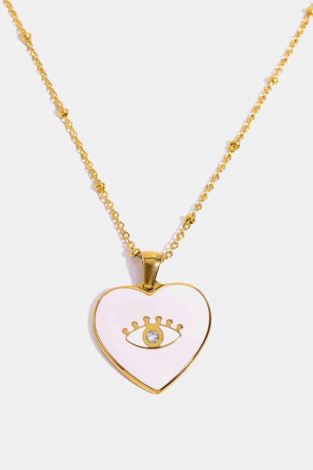 Heart & Evil Eye Shape Necklace 18K Gold Plated Jewelry