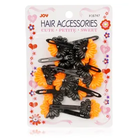 Joy Daisy Barrettes 12ct Black & Orange