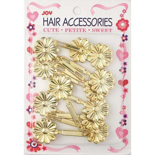 Joy Hair Barrettes Gold Daisy 12ct