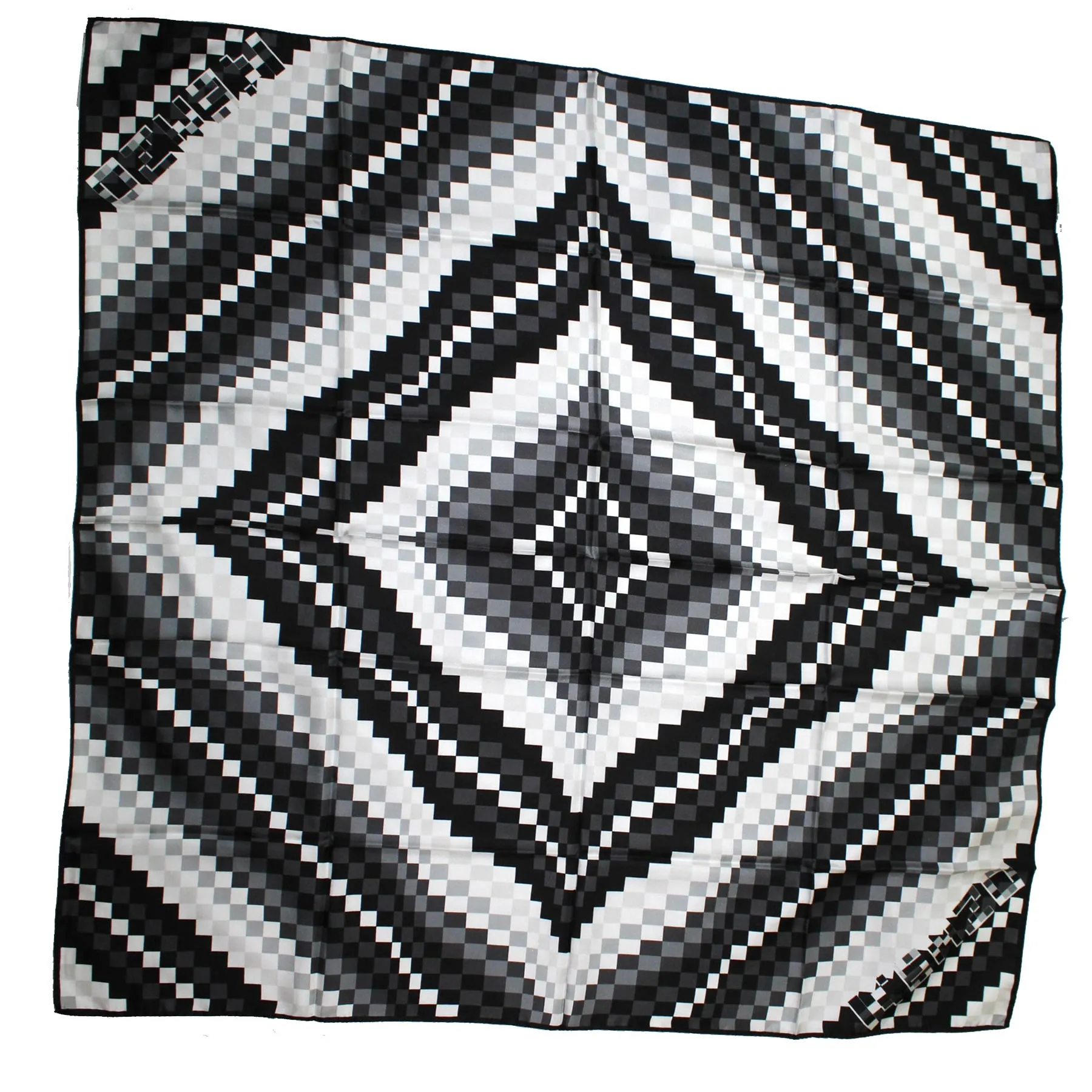 Kenzo Scarf Black White Design - Large Twill Silk Square Foulard SALE