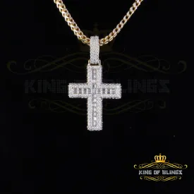 King Of Bling's 925 Sterling Yellow Silver 4.50ct VVS D Clr. Moissanite Cross Pendant Men/ Women