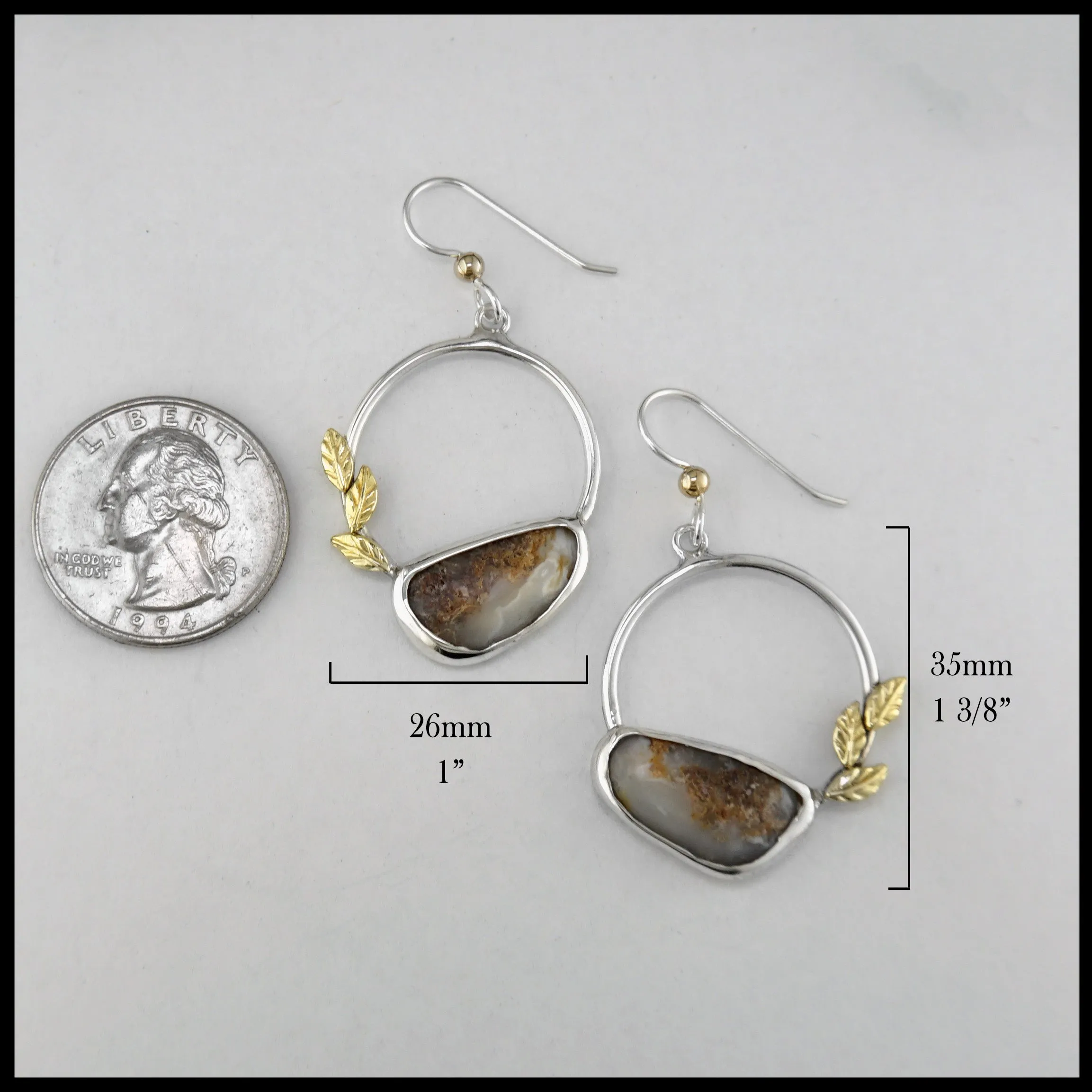 Leaf Drop Earrings with Agate