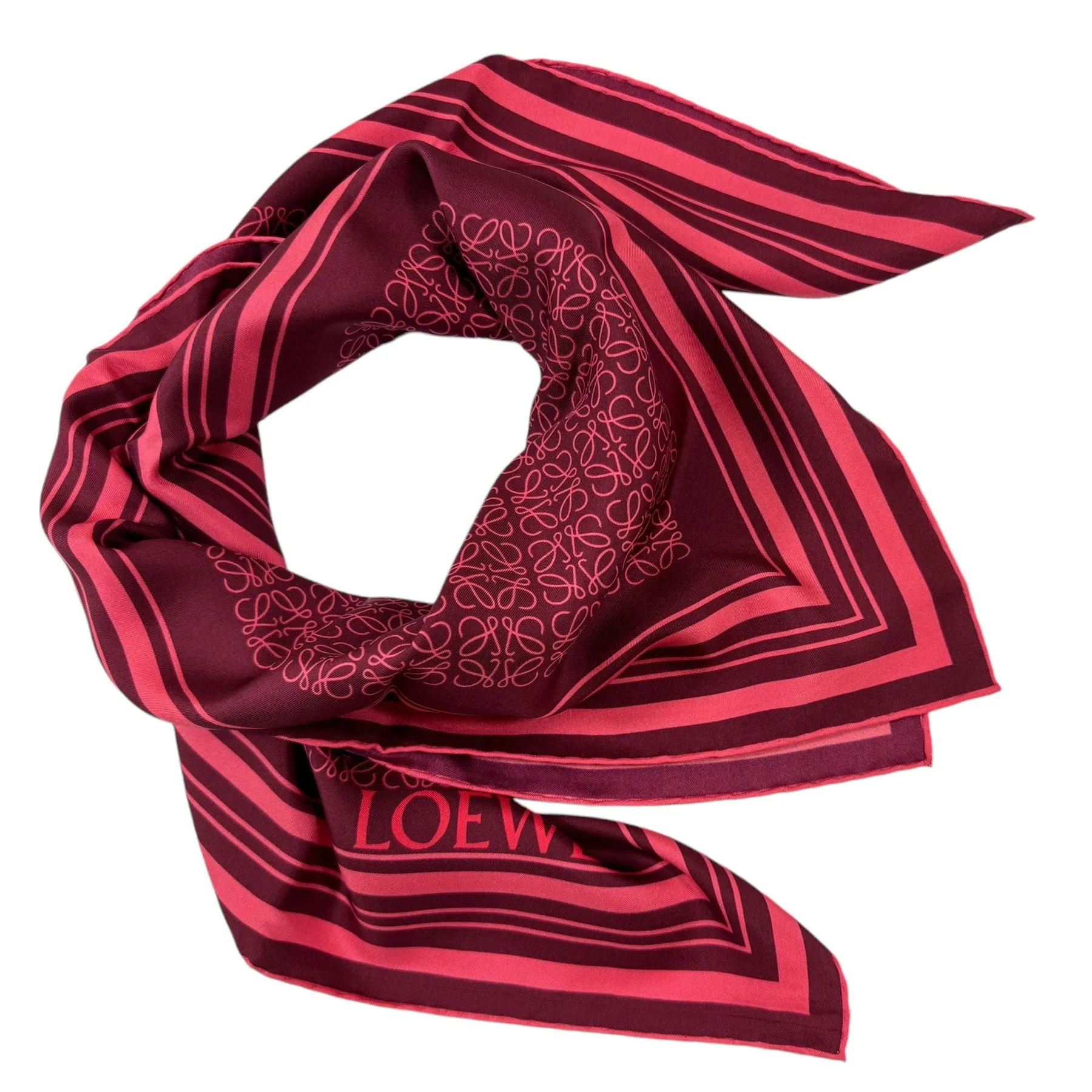 Loewe Madrid Scarf Bordeaux Anagram - Large Twill Silk Square Foulard