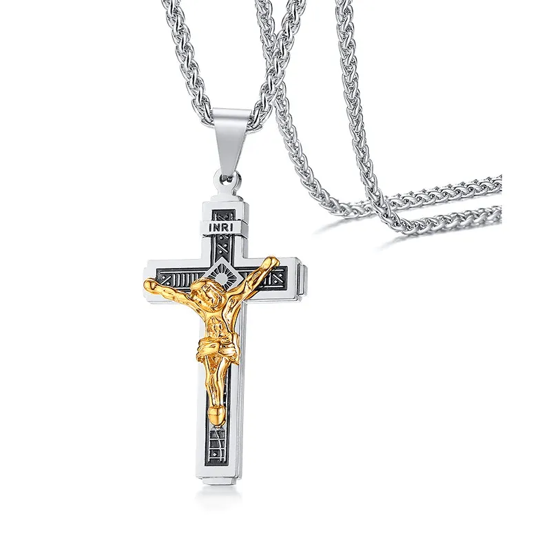 Men's Christian Necklace <br> Two Tone