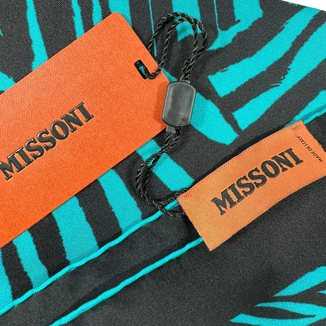 Missoni Small Silk Scarf Aqua Black Design