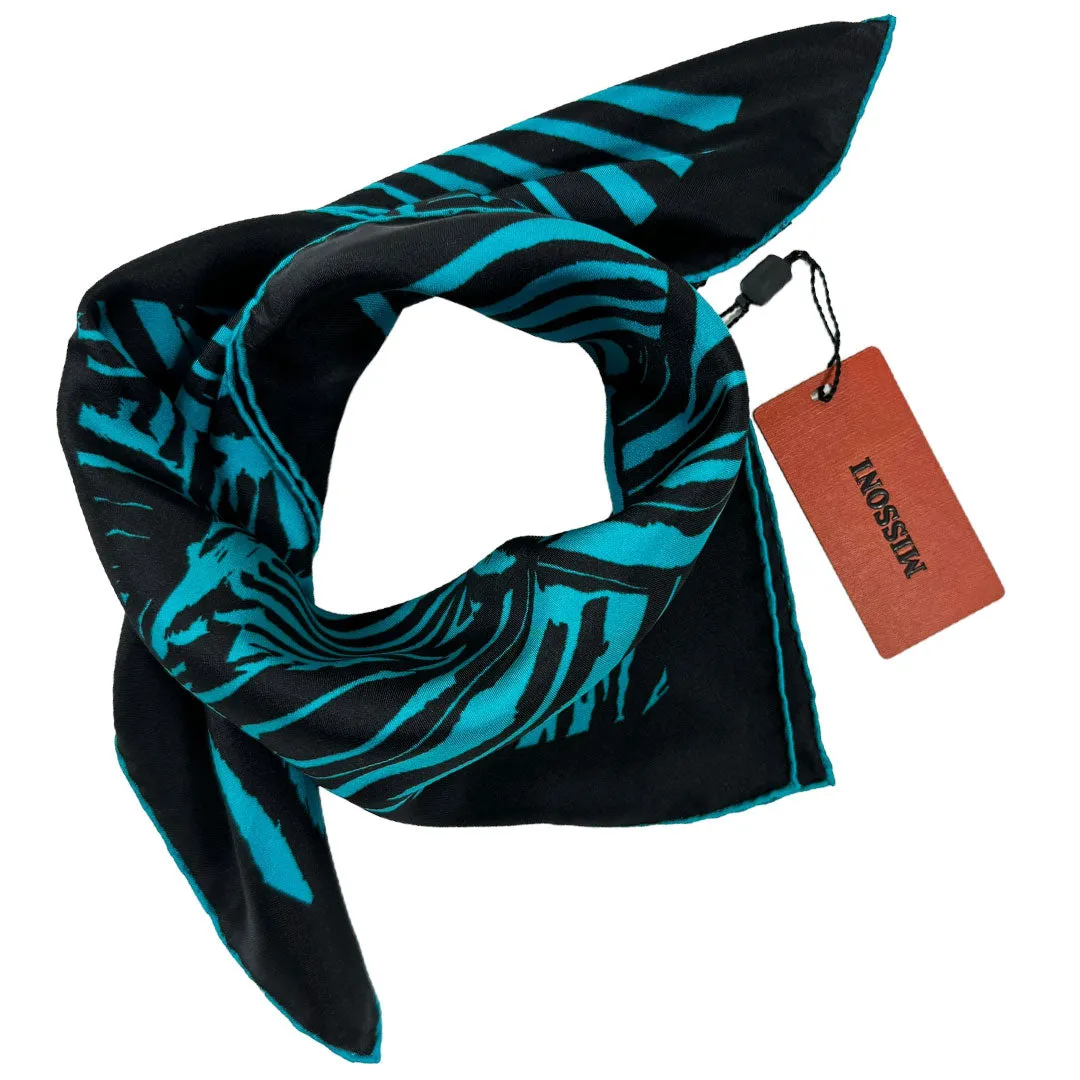 Missoni Small Silk Scarf Aqua Black Design