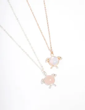 Mixed Metal Pastel Semi-Precious Turtle Necklace Pack