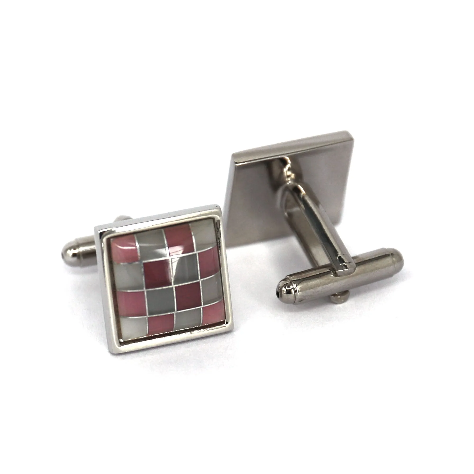 Mother of Pearl Pink Grey Tiles Cufflinks (Online Exclusive)