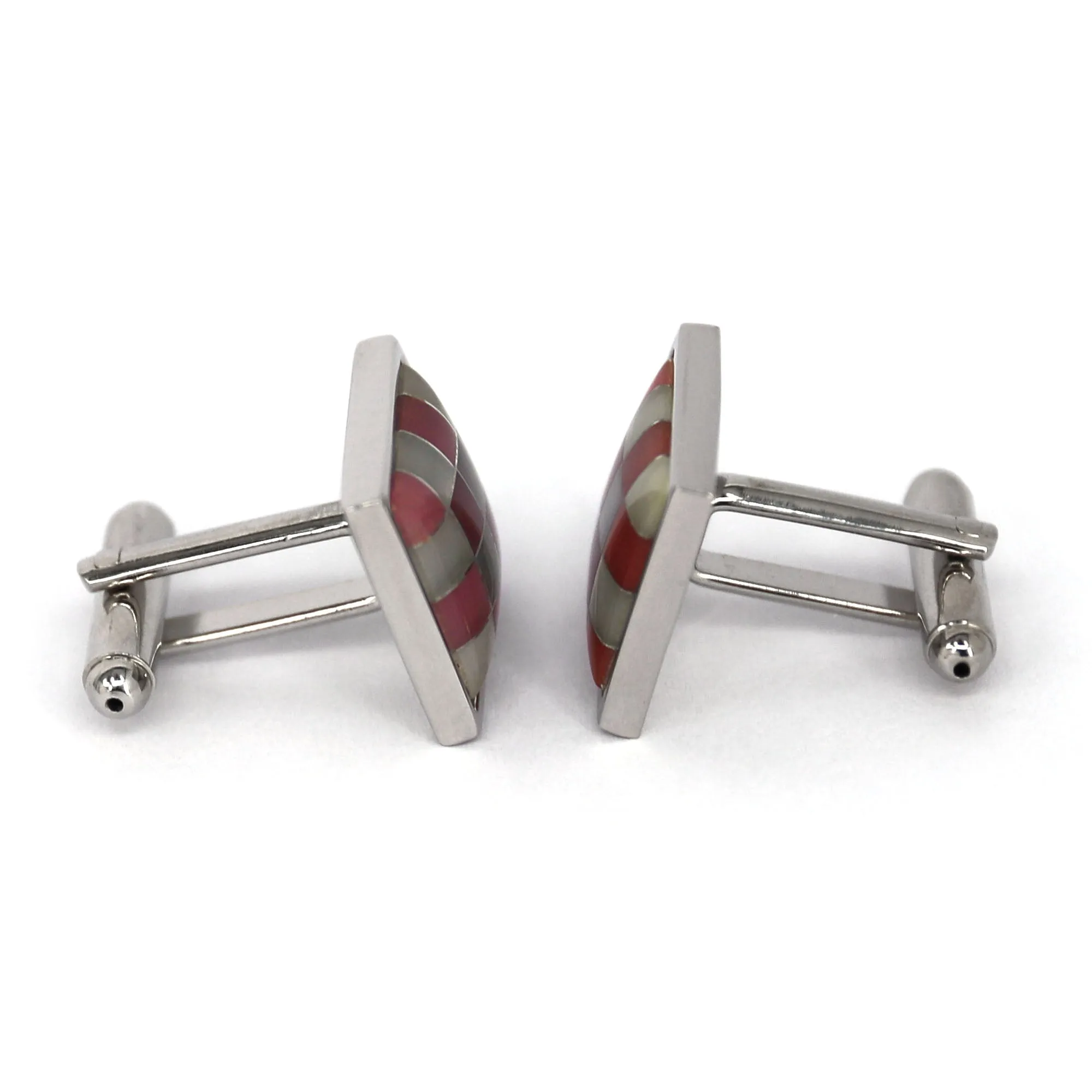 Mother of Pearl Pink Grey Tiles Cufflinks (Online Exclusive)