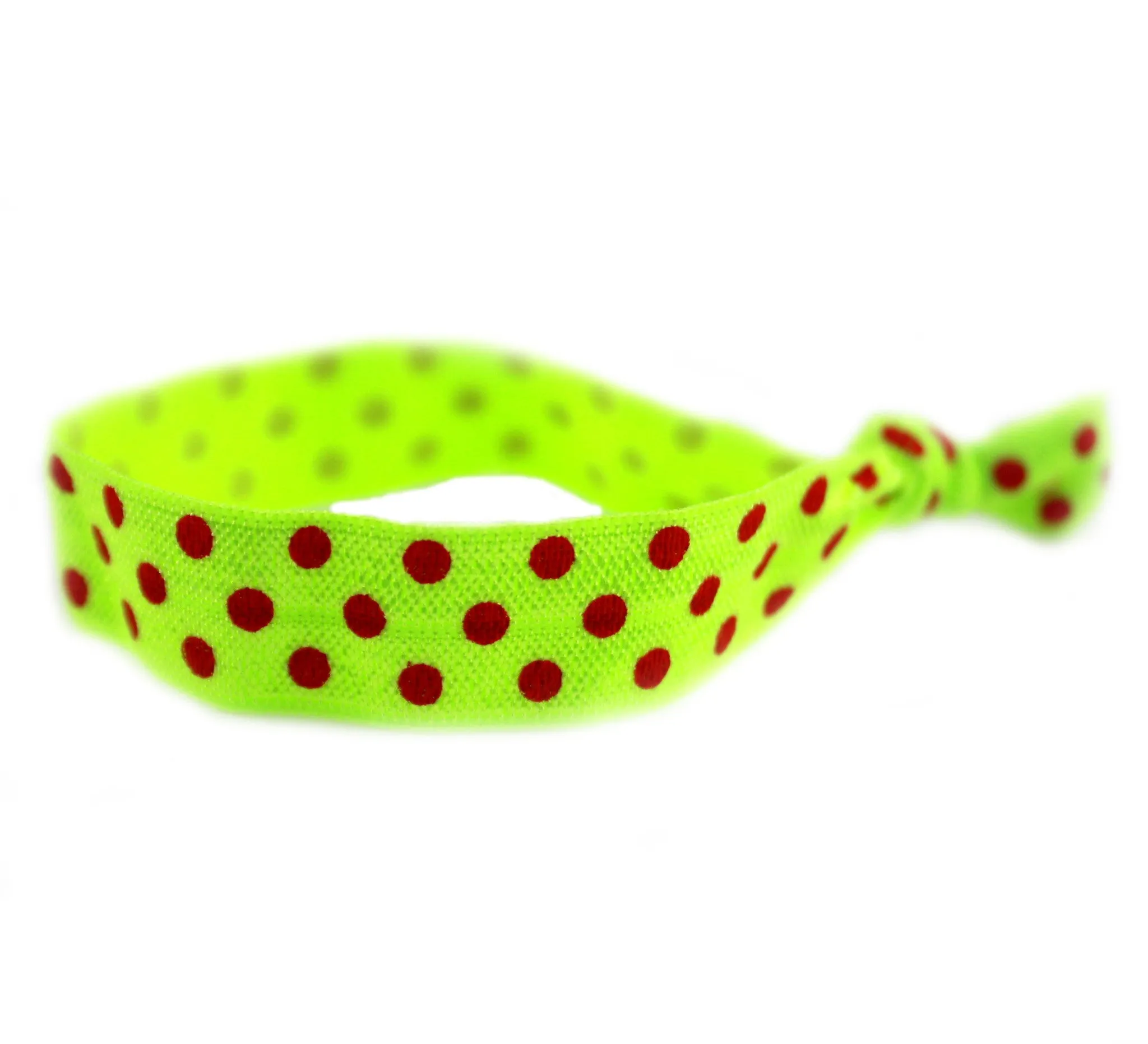 Polka Dots Lime Red Hair Tie (SKU 6009)