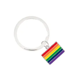 Rectangle Rainbow Flag Split Ring Key Chains