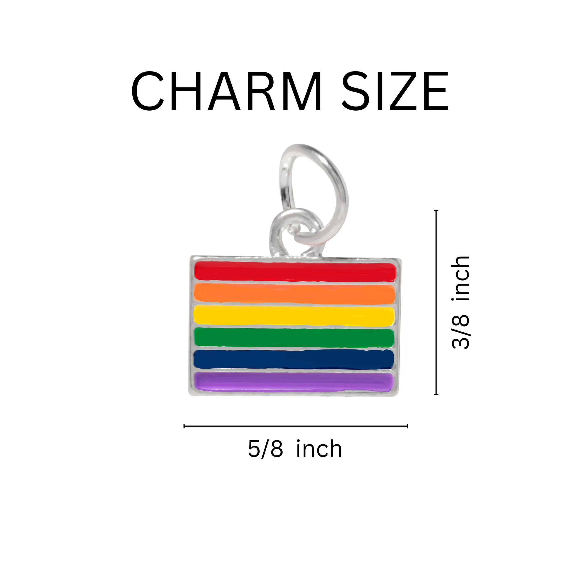 Rectangle Rainbow Flag Split Ring Key Chains