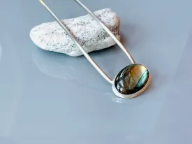 Silver Hair Pin, Laradorite Sterling Silver Hair Pin OOAK unique hair pin, modern metal hair pin