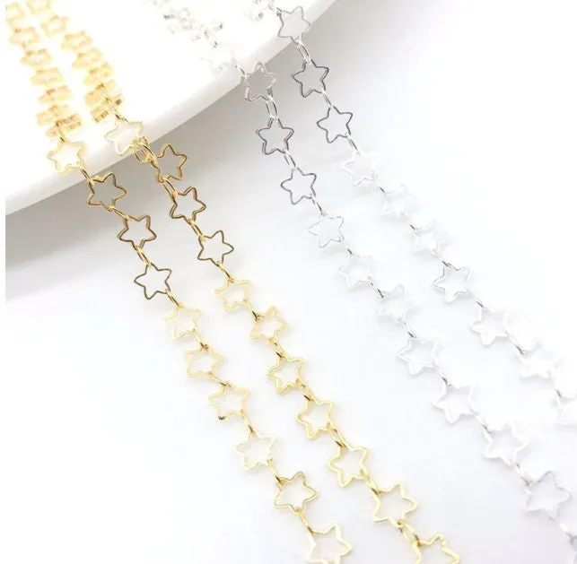 Star Chain for Jewelry Making, Gold Silver Chains Findings, Stars Body Chains Crafts Accessories Wholesale Star Link Chain Bracelet Necklace