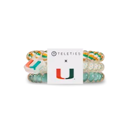 Teleties Hair Tie - Small Band Pack of 3 - University of Miami