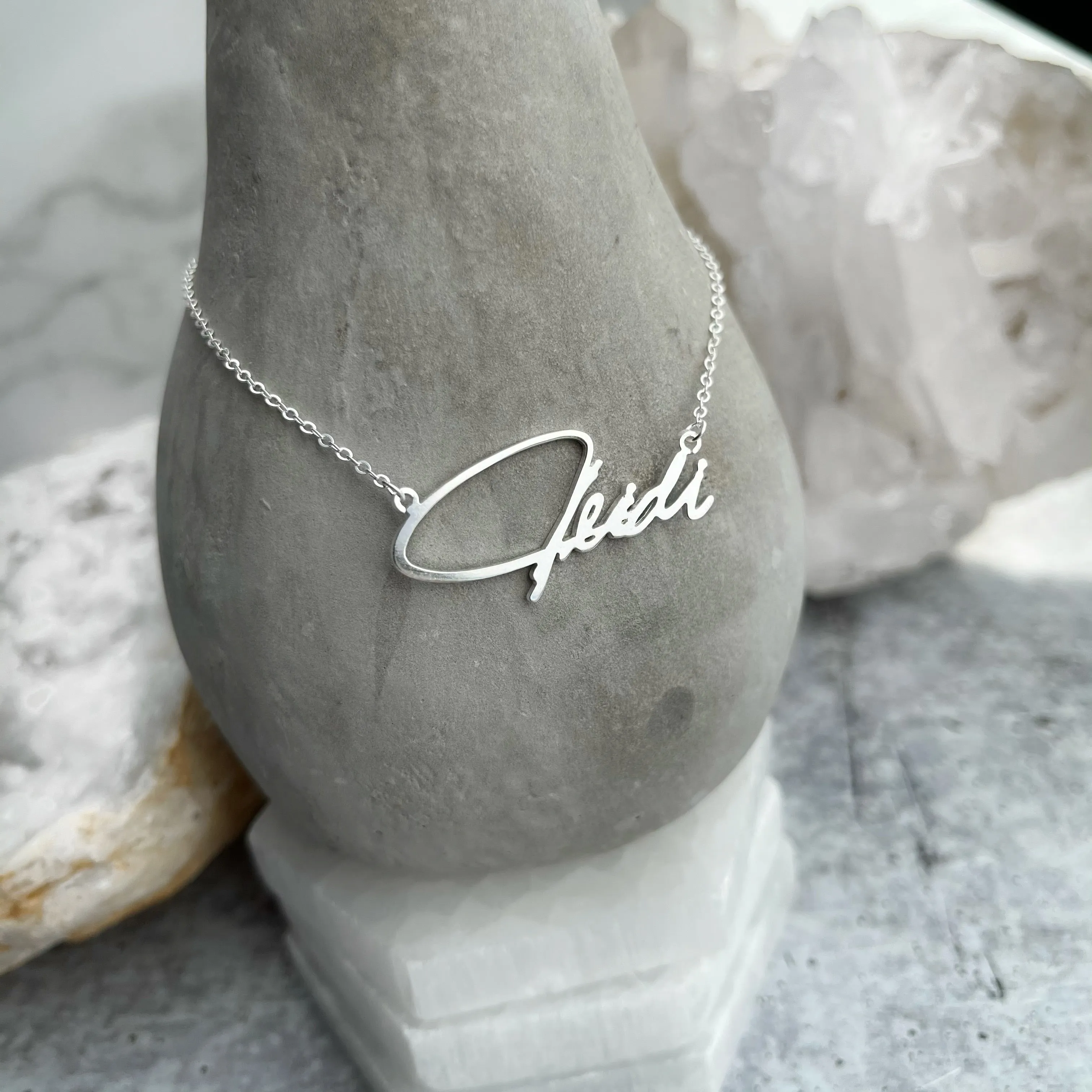 The Silhouette Series - Sterling Silver Handwritten Necklace