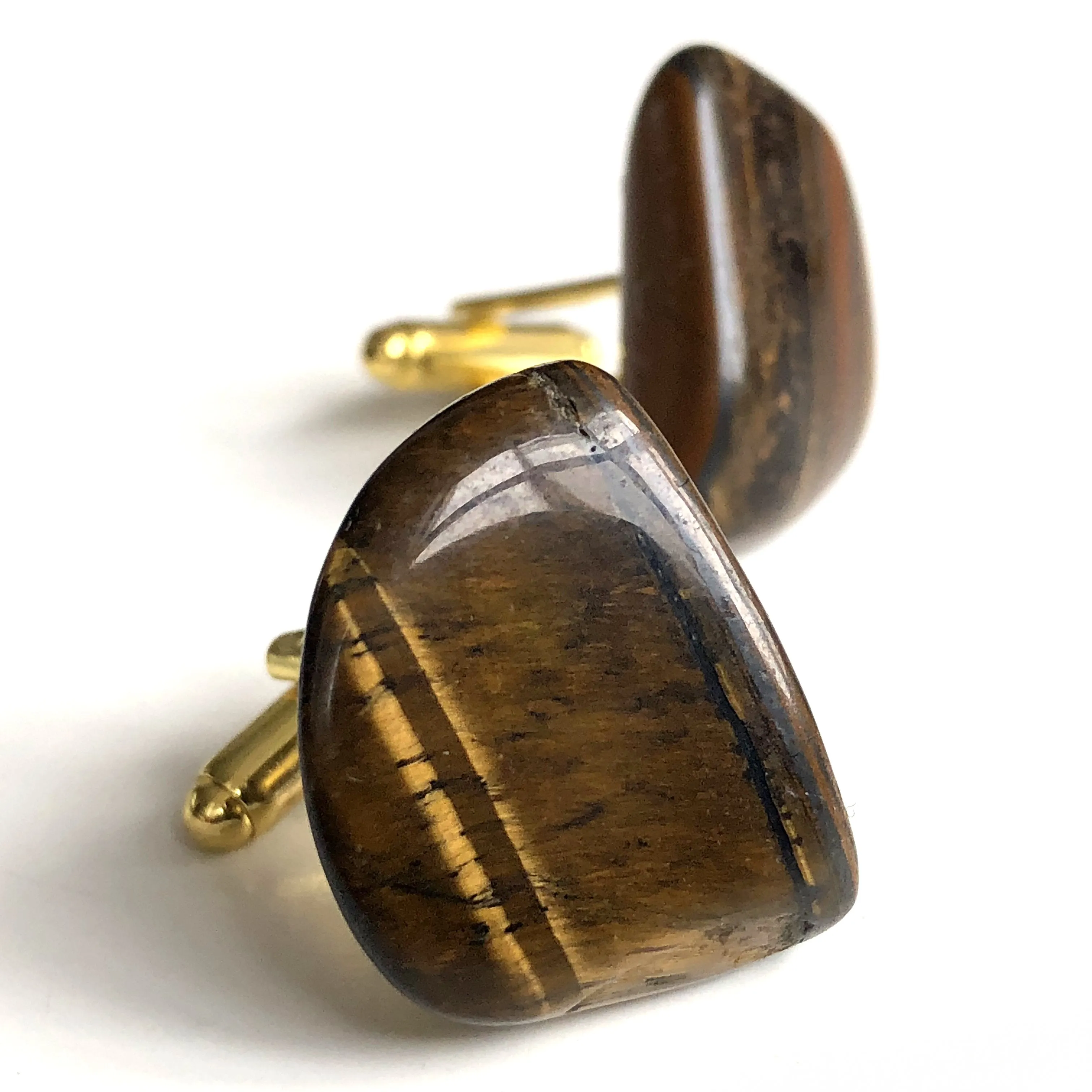 Tigers Eye Cufflinks, polished stone cufflinks