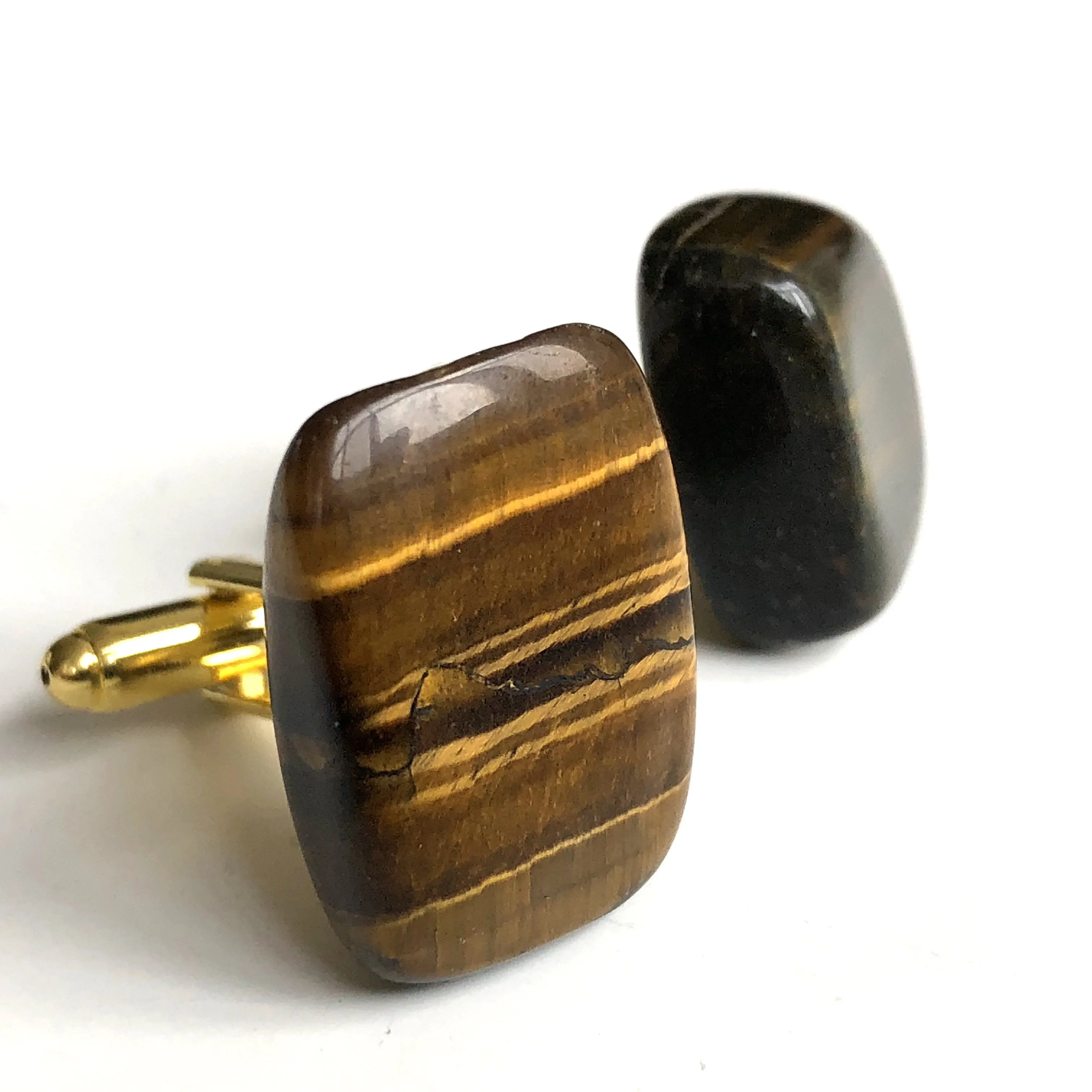 Tigers Eye Cufflinks, polished stone cufflinks