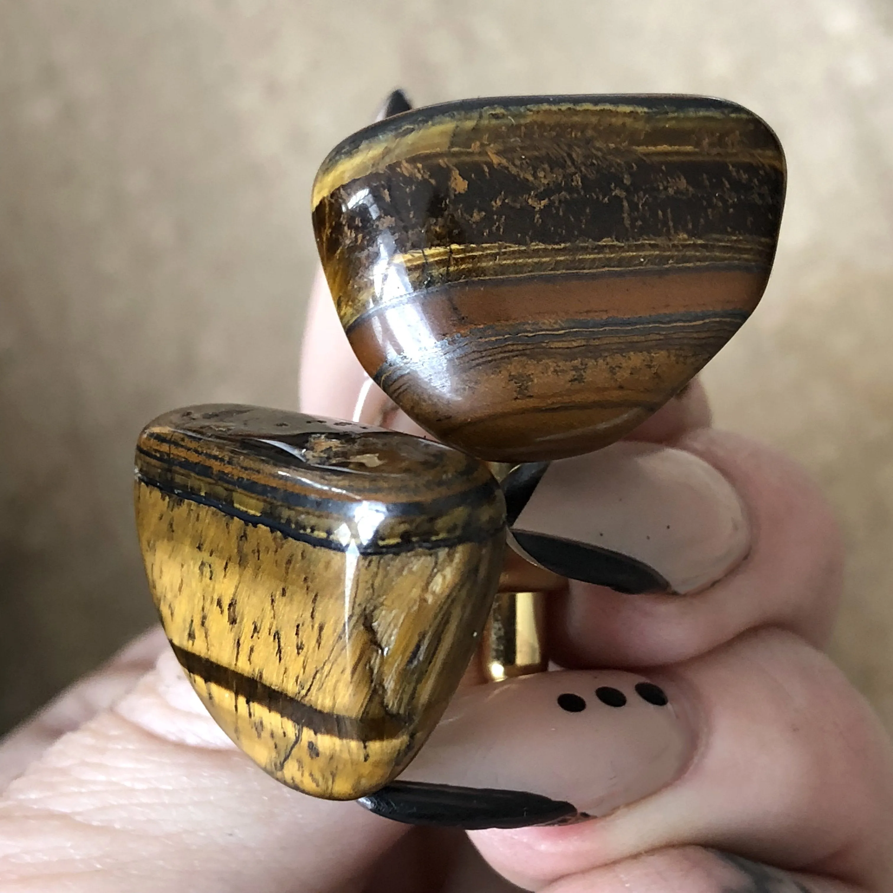 Tigers Eye Cufflinks, polished stone cufflinks