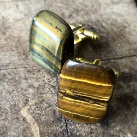 Tigers Eye Cufflinks, polished stone cufflinks