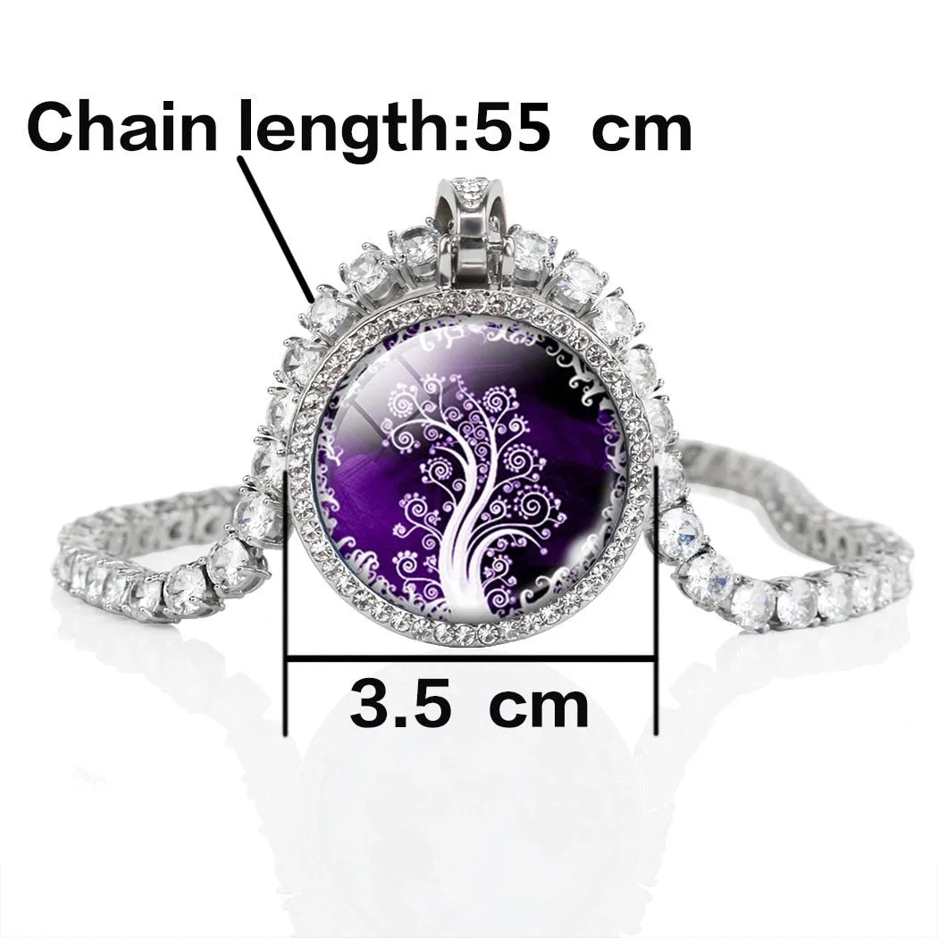 Tree of Life Necklace Fashion France Zircon Crystal Chain Necklace for Women Men