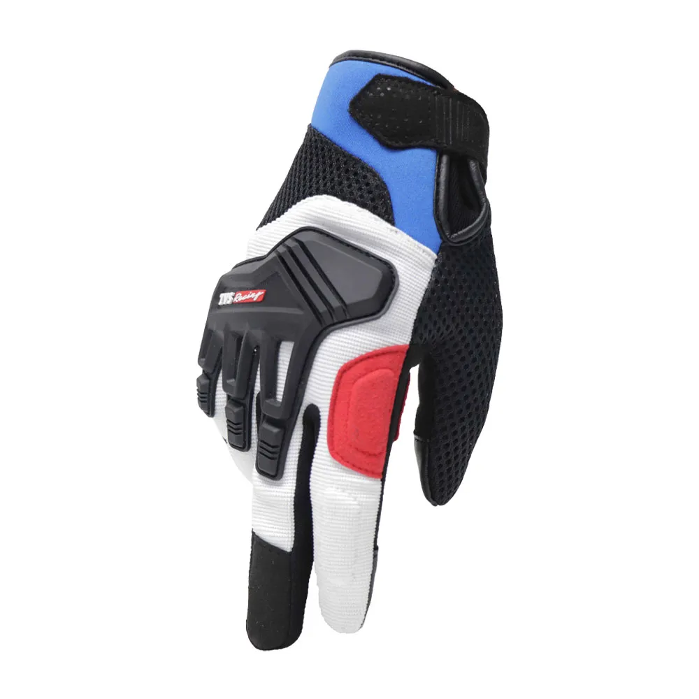 TVS Racing Gloves for Men | Mesh Motorcycle Gloves for Riding Comfort (Blue White)