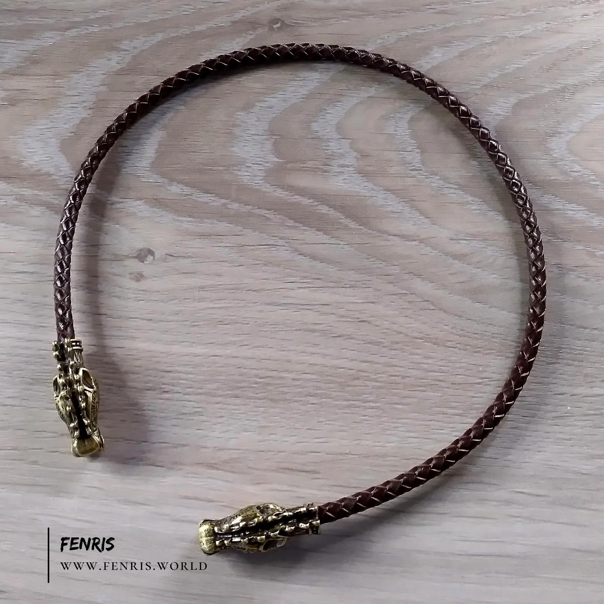 Viking Torc Bronze Stag Brown Leather | Fenris