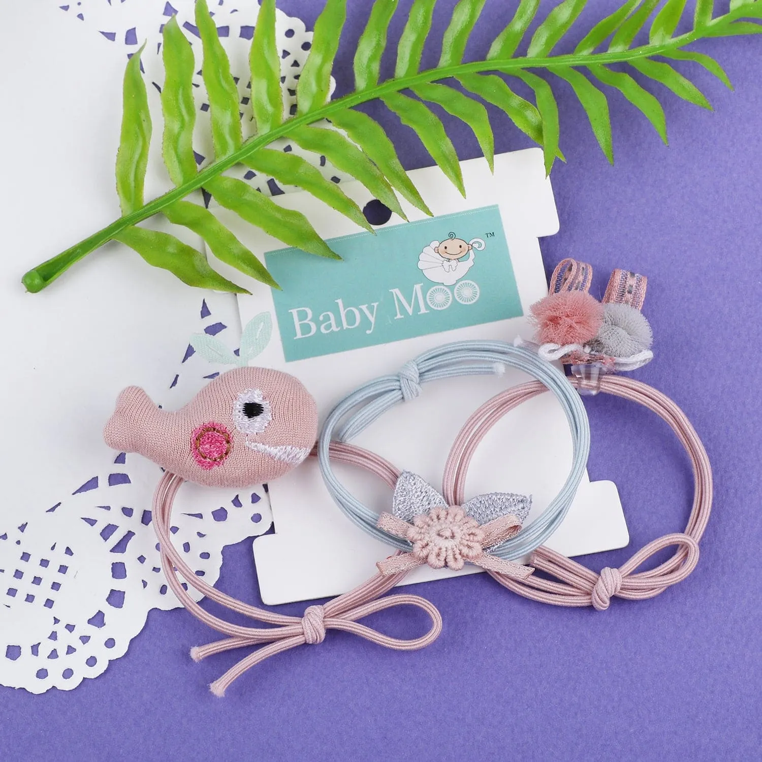 Whale Rubber Bands Hair Accessories 3 Pcs - Pink